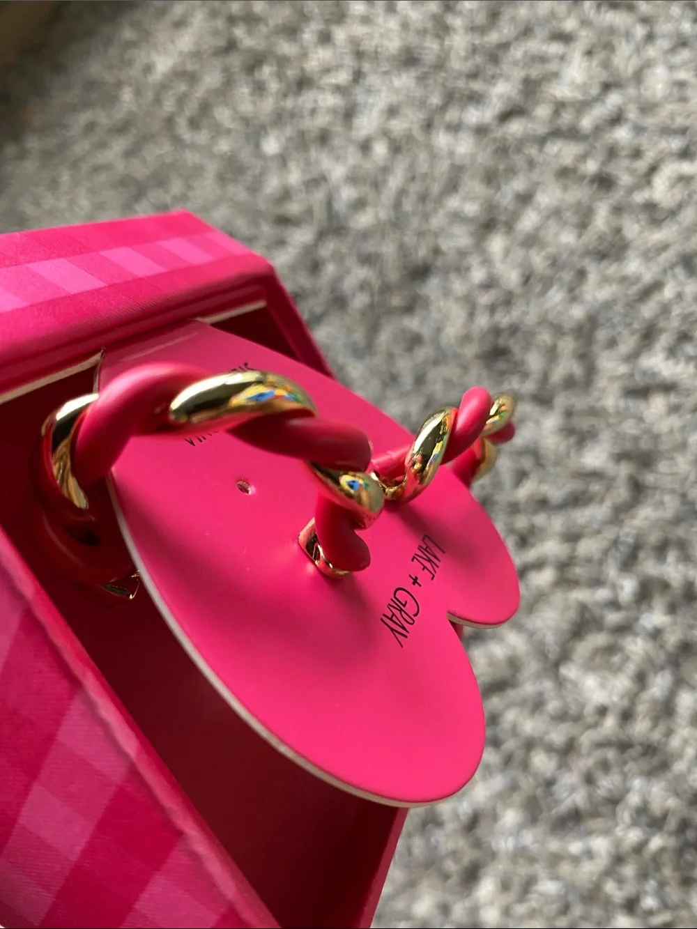 Pink and Gold Twisted Hoop Earrings